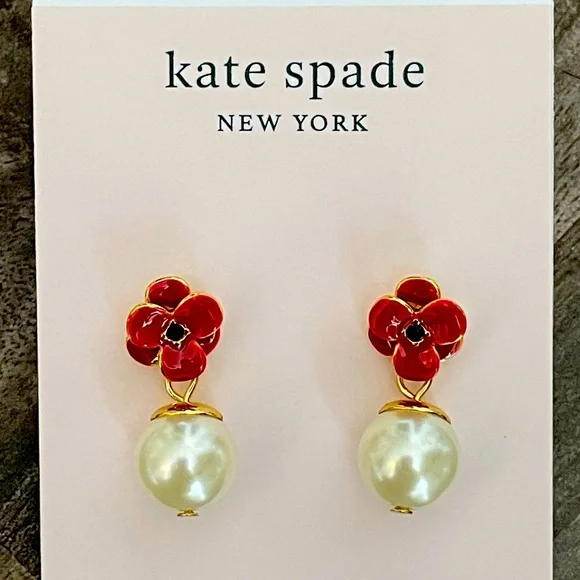 Kate Spade Poppy & Pearl Earrings - Picture 1 of 5